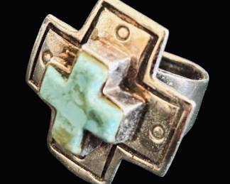 Sterling Turquoise Cross Ring