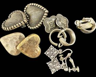 Brushed Silver Tone Clip On Earrings