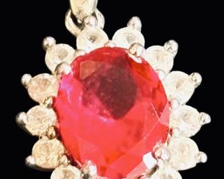 Red Stone CZs Sterling Pendant