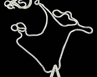 Rhinestone A Silver Tone 14k Necklace