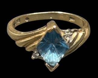 10K Gold Topaz Diamond Ring