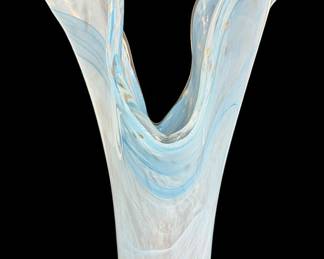 Vintage 16 Blue Murano Art Glass Lily Vase