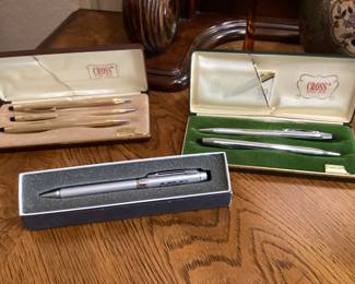Vintage cross pin how do you spell writing pen and pencil set