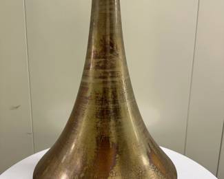 Decorative Vase | Tall gold-painted decorative ceramic vase. - h. 27 x w. 13 in

