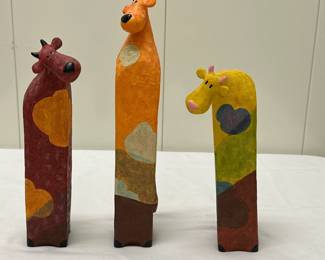(3pc) Sheep Sculptures | Hand-painted wooden sculptures of sheep (Made in Ireland) - Tallest: 13 in.
Middle: 10 in. Smallest: 9 in.

