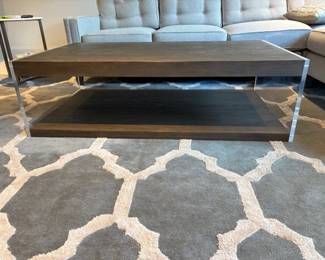 Wood & Metal Coffee Table | Wooden coffee table with metal accents. - h. 17 x w. 58 x d. 32 in


