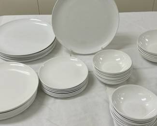 (45pc) Centura Dishes | 9 dinner plates: dia. 10 in.
9 salad: dia. 8.5 in.
7 butter plates: dia. 6.5 in.
8 cereal bowls: 6 in.
12 small bowls: 5 in.
