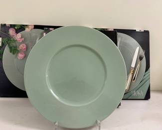 (4pc) Mikasa Charger Plates | Mikasa charger plates in the color "sage" (new in box) - dia. 12.5 in
