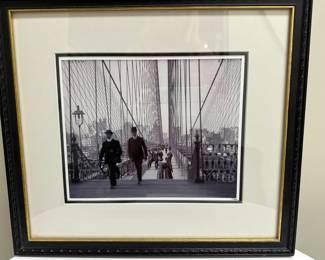 Artwork - Brooklyn Bridge | Photograph of historical Brooklyn Bridge in black frame. Numbered: 21/100
Artwork measures: 8.25 x 9.75 in. -  h. 15.25 x w. 16.75 in (frame)