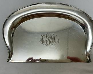 Silverplate Crumber | Silverplate tablecloth crumber with engraved initials - h. 6 x w. 9 in