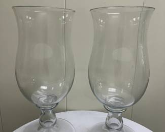 (2pc) Glass Hurricanes | Large glass hurricanes. - h. 17 x w. 7 in (at base)

