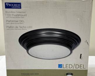 (1pc) Ceiling Light - LED | Progress Lighting LED flush mount with etched white glass. - h. 4 1/8 x w. 15 1/4 in
