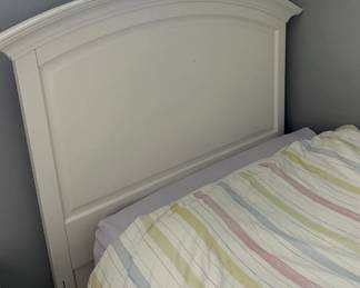 Twin Bed Frame | Pottery Barn style white painted wooden bedframe.
