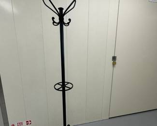 Iron Coat & Cane Rack | Iron coat rack and lower umbrella/cane holder. - h. 72 x w. 13 in

