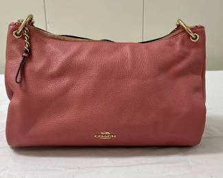 (1pc) Coach "Mia" Shoulder Bag | Vintage Coach "Mia" pink pebble leather shoulder bag. - h. 8 x w. 6 x l. 13 in

