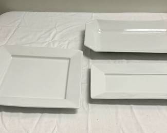 (3pc) Square Serving Platters | Square: 12 in. x 12 in.
Rectangular: 7 in. x 14 in. Beveled corners: 9.5 in. x 16 in.
