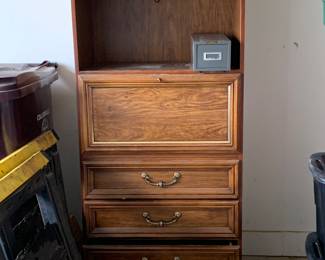 book case with drawer and fold down desk
