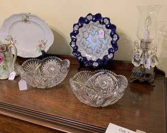 Beautiful collection of cut glass crystal and nice selection of vintage plates