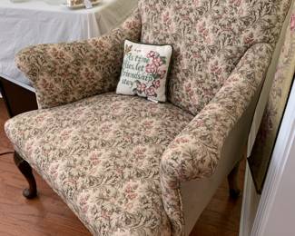 Suede like fabric  on sides very nice chair