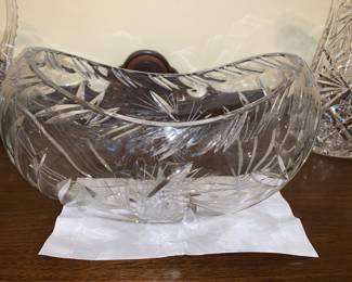 Etched cut glass bowl