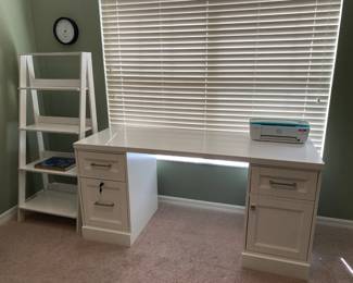 White Desk and Ladder Shelf