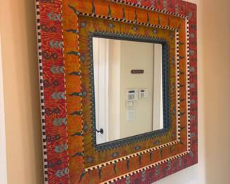 Shoestring Creations hand painted recessed frame mirror
