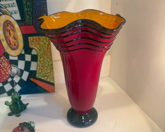 Carson signed hand blown art glass vase