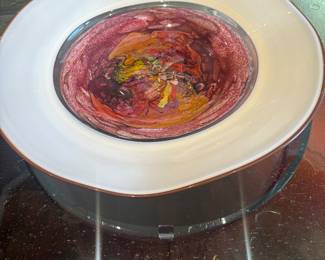 Large California art glass bowl by Rick and Jent Nichelson