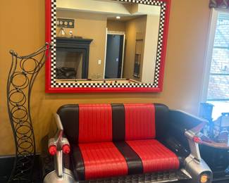 Fabulous 1959 Cadillac Car Sofa, lights up, retro, available for presale.  34"h x 66"w x 38"d