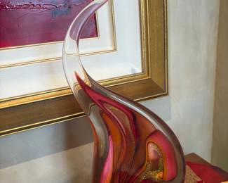 Art glass flame sculpture