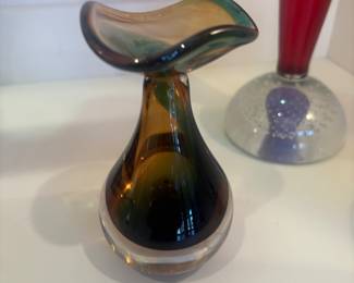 Two tone Krystyna glass oil lamp vase