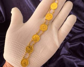 22K Gold Oriental Coins Bracelet 17.20 grams. Price $1400
