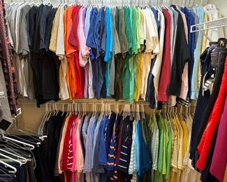 Men’s XXL/XXXL t-shirts, polos, dress shirts, pants, and ties.