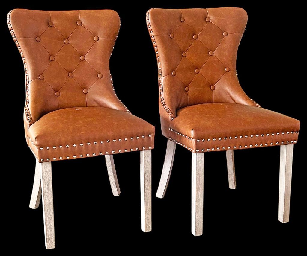 2 Modern MidCentury Studded Chairs