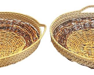 2 Round Wicker Baskets
