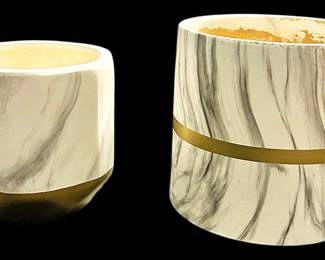 Lead Marble Look and Gold Plant Pots
