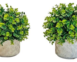 2 Faux Potted Plants