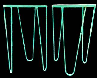2 Turquoise Metal Outdoor Tables