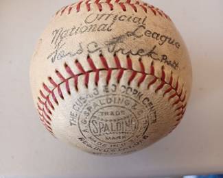 1940s Frank Frick signed baseball with all team signatures. Authentic. 