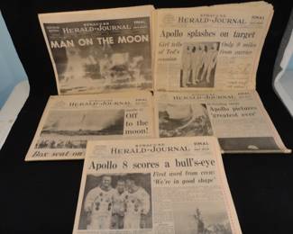 Apollo 8 & Apollo 11 Newspapers