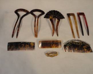 Lot of Antique Celluloid Hair Combs & Clips