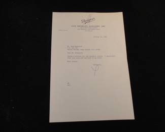 Peter O'Mally Los Angeles Dodgers Autographed Letter