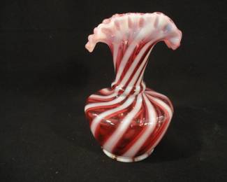 Cranberry Opalescent Blown Glass Vase