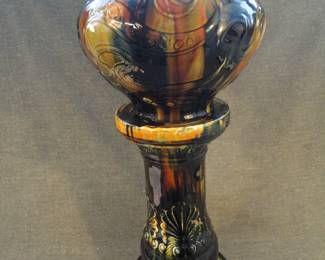 Mccoy Carnelian Jardiniere & Pedestal