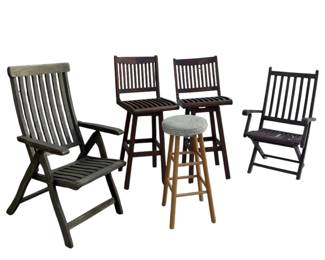 Teak Outdoor Set Plus Wood Stemmed Stool