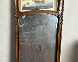 Wooden Frame Surrounding A Print Of The Ship Brig Nancy Ann Rich Cleveland Commander, Vintage