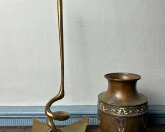 Late 19thcentury Japanese Meiji Period Champleve Bronze Vase Brass Decorative Doorstop