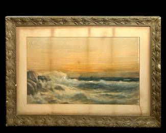 Signed Watercolor Or Pastel Seascape, Possible Original