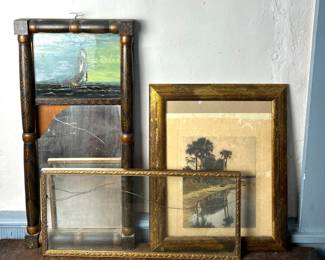 Antique Art Pieces In Disrepair, Mirror, Frame, Photography