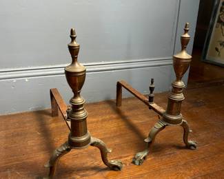 Brass Andirons, Antique